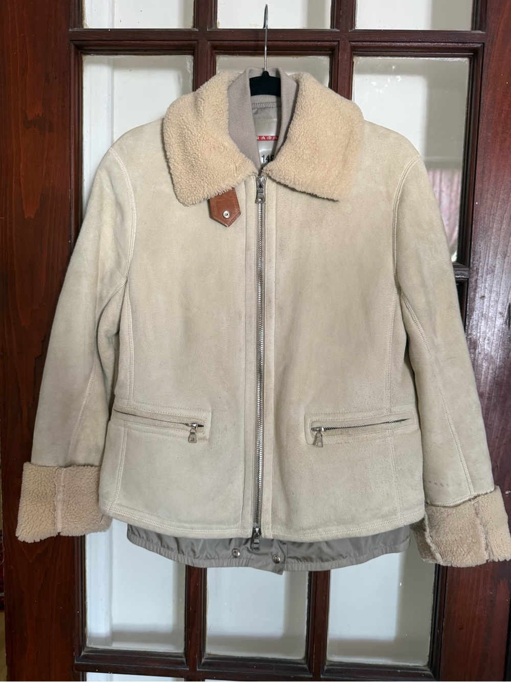 Prada Ivory Suede Shearling-Lined Jacket with extra Nylon Vest ✨✨✨